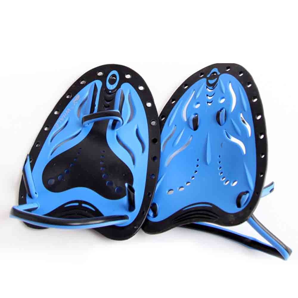 Palas de Entrenamiento de natación profesionales ajustables, aletas de mano, de silicona, hechas a mano, guantes de buceo, palas planas: deep blue