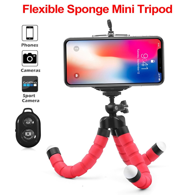 Flexibele Spons Octopus Statief Houder voor iPhone Samsung Camera Statief Telefoon Houder clip stand Met Bluetooth Remote Shutter