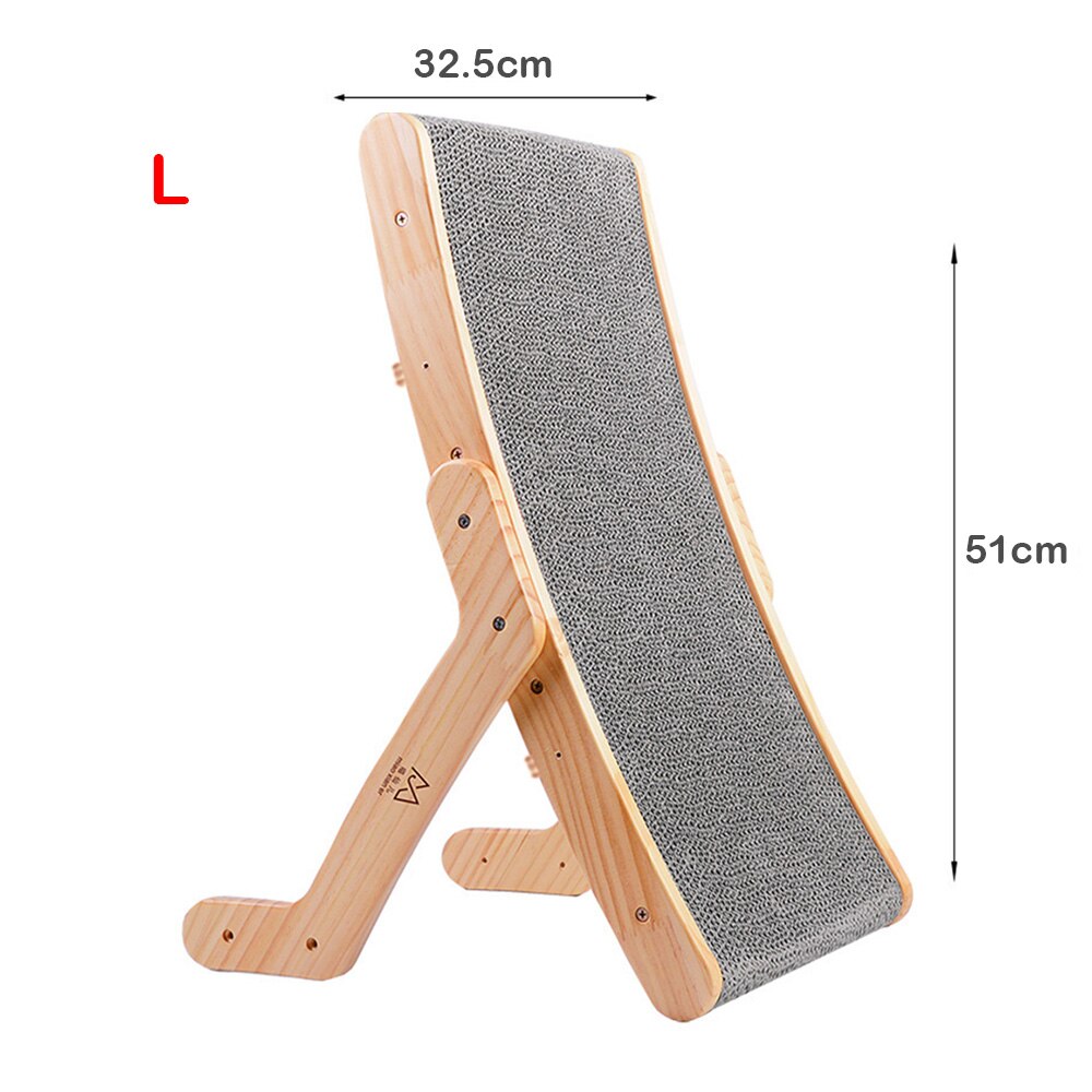 3 In 1 Solid Wood Anti Cat Scratcher Cat Scratch Board Kitten Corrugated Paper Pad Vertical Pet Cat Toys Grinding Nail Scraper: L