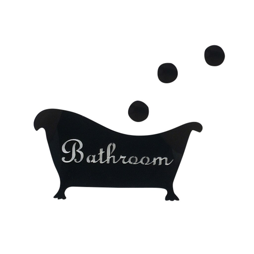 Miroir autocollant pour décor à la maison 3d Stickers muraux salle de bain accessoires de décoration pour salle de bain autocollants pour carreaux étanche: Black