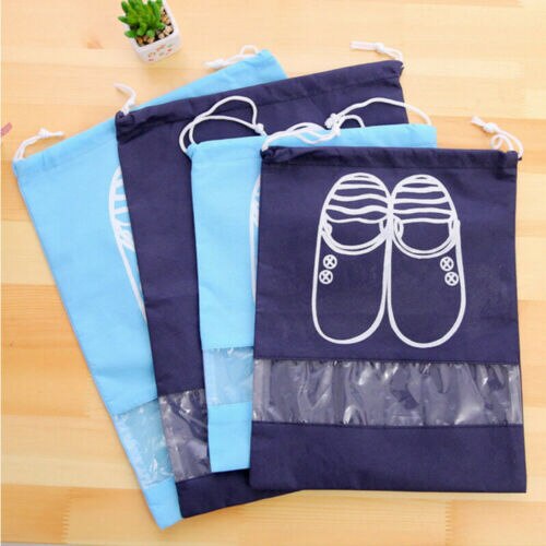 2 Sizes Waterproof Shoes Bag Travel Portable Shoe Storage Bag Organize Tote Drawstring Bag Dolap Organizer Non-Woven Organizador
