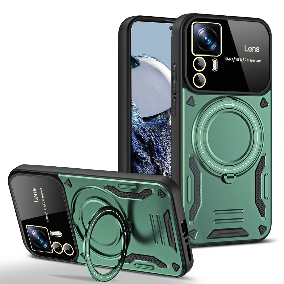 Pour Xiaomi 12T Pro étui Magsafe magnétique sans fil Charge armure étuis pour Xiaomi Mi12T Mi 12T Pro anneau support couverture de téléphone: aluminium / BLEU CIEL