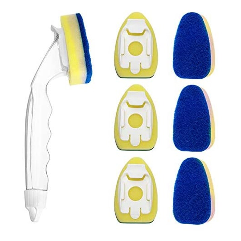 Handle Sponge Magic Sponge Washer Brush Head Kitchen Cleaning Brush Replacement Head Sponge Dish Wash Scrubber Sponge PAK55: Blue