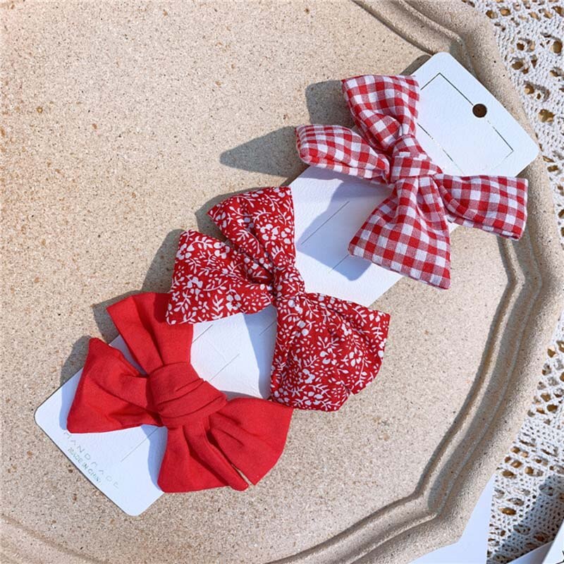 3 Pçs/set Flor Bowknot Bebê Meninas Grampos de Cabelo Barrettes Hairpin Arcos Bonito Das Crianças Dos Miúdos Acessórios Para o Cabelo Do Bebê: red