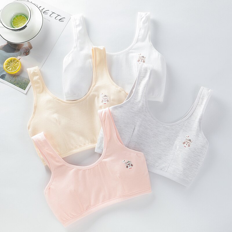 4 Stks/partij Meisjes Brasserie Ondergoed Katoen Kinderen Beha Dot Adolescente Meisjes Training Bras Ademend Tiener Meisje Tops Crop