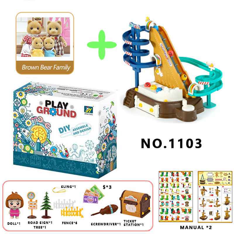 1:12 Carrousel Bosdier Familie Vroeg Leren Puzzel Achtbaan Pretpark Model Schroef Montage Pakket Speelgoed: 1103-G07-K04