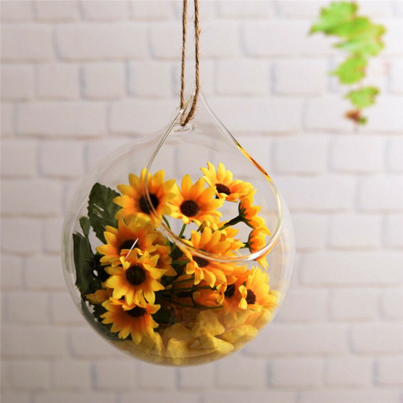 Vase en boule de verre suspendu, pot de fleur, récipient de Terrarium, décoration pour fête et mariage