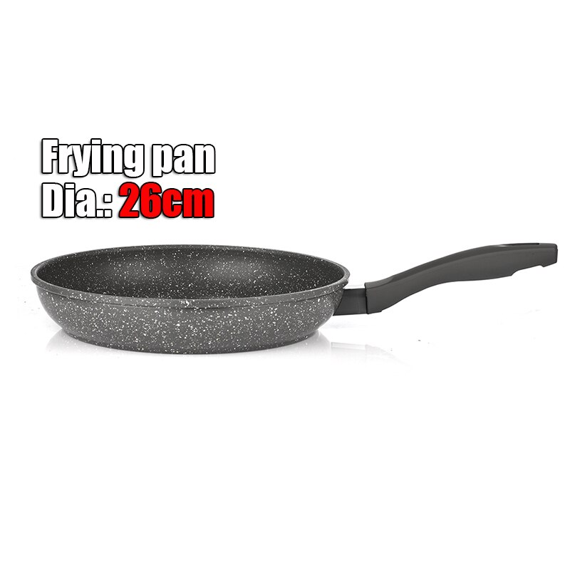 100% PFOA Free Stone-Derived NonStick Frying Pan Coating 5 Layers Bottom Soft Handle Aluminum Dishwasher Safe Cooking Pan Set: Frying pan in 26cm
