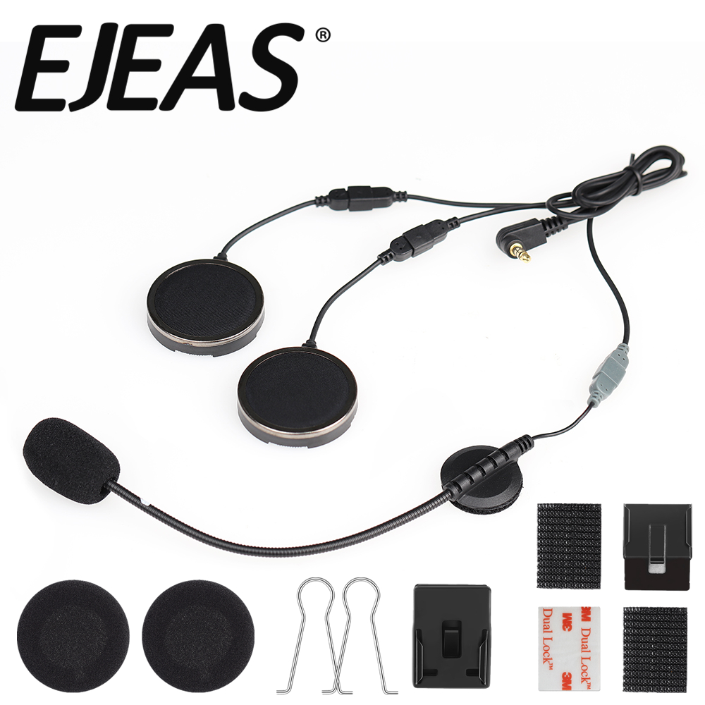 Official Helmet Microphone Headset with Foam Speaker Covers Microphone Sponges & Helmet Clamp for EJEAS Quick 20: Default Title