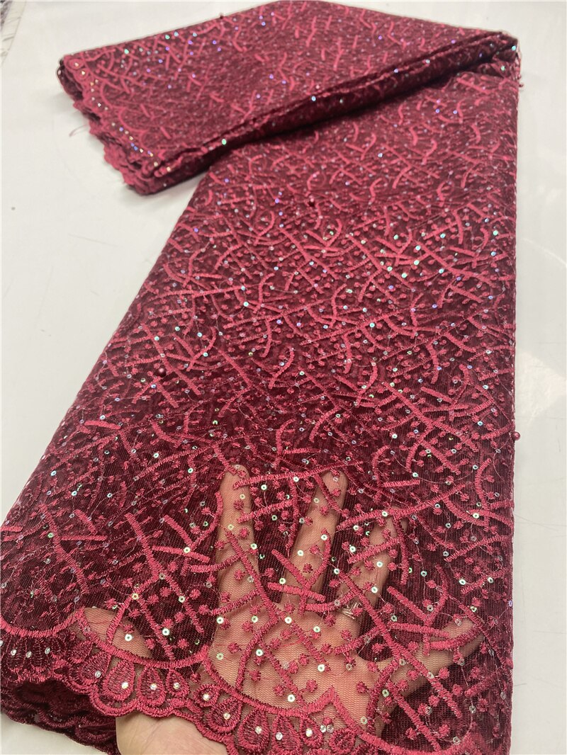 Tessuto di pizzo con paillettes bianco africano 2020 tessuto di pizzo Tulle francese di alta qualità tessuto di pizzo nigeriano per YA3634B-1 da sposa: immagine 4