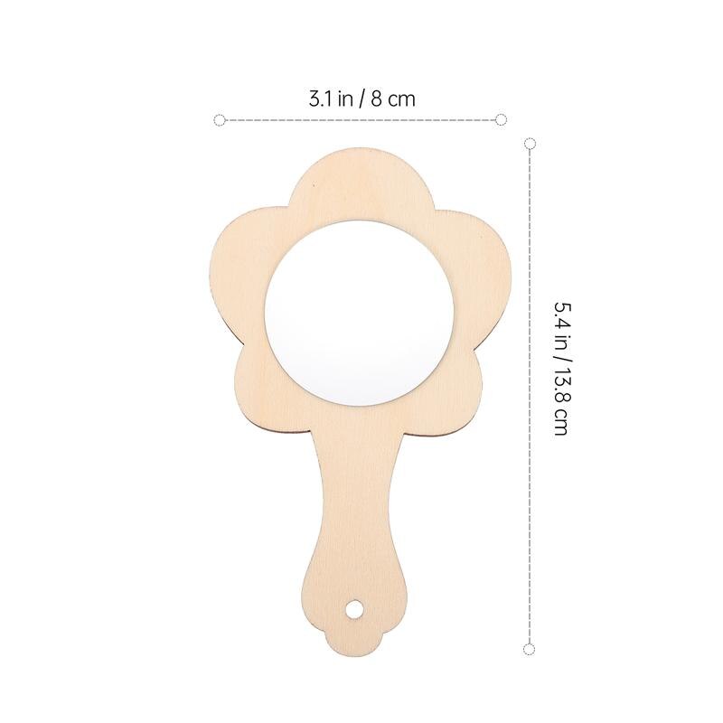 10Pcs DIY Wooden Mirror Unfinished Handheld Mirror Makeup Mirror DIY Materials