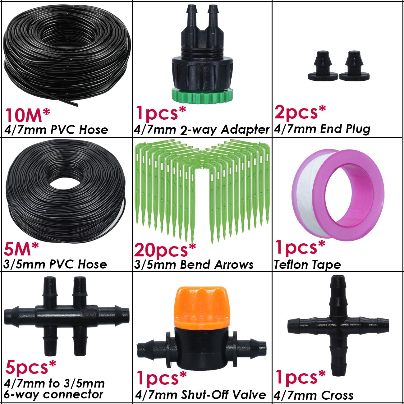 KESLA kit sistema di irrigazione a goccia con irrigazione automatica Gocciolatori per tubi da 4/7mm a 3/5mm per giardino domestico Pianta in vaso bonsai Serra: bianca