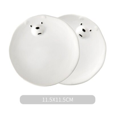 Ceramic Cartoon Plate Tableware Set Cute Girl Heart Bear Plate Home Personality Breakfast Japanese Dinnerware Set: 2 dish