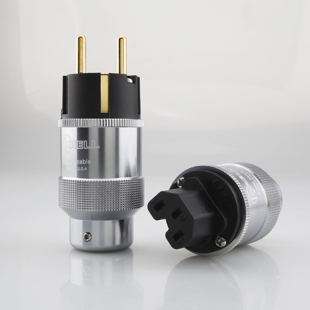 Hallo-End Krell Gold Überzogene UNS/EU Power Plug IEC Audio Stecker HiFi AC Power Kabel Stecker Für audiophile DIY Netz Kabel