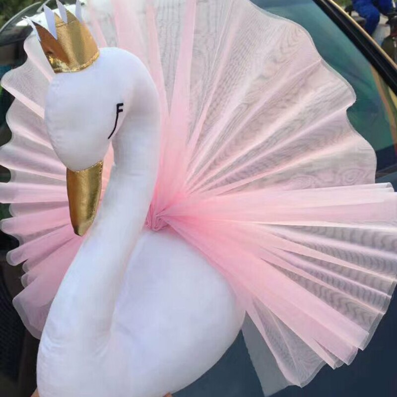 Bonito y práctico Cisne 3D de corona dorada, arte de pared colgante para niña, muñeco de cisne, juguete de peluche, cabeza de Animal, decoración de pared para habitación de niños, cumpleaños