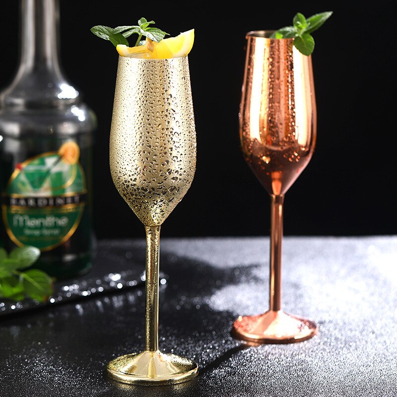 200ML Stainless Steel Cocktail Glass Unbreakable Champagne Flutes Glass Red Wine Cup for Wedding Parties