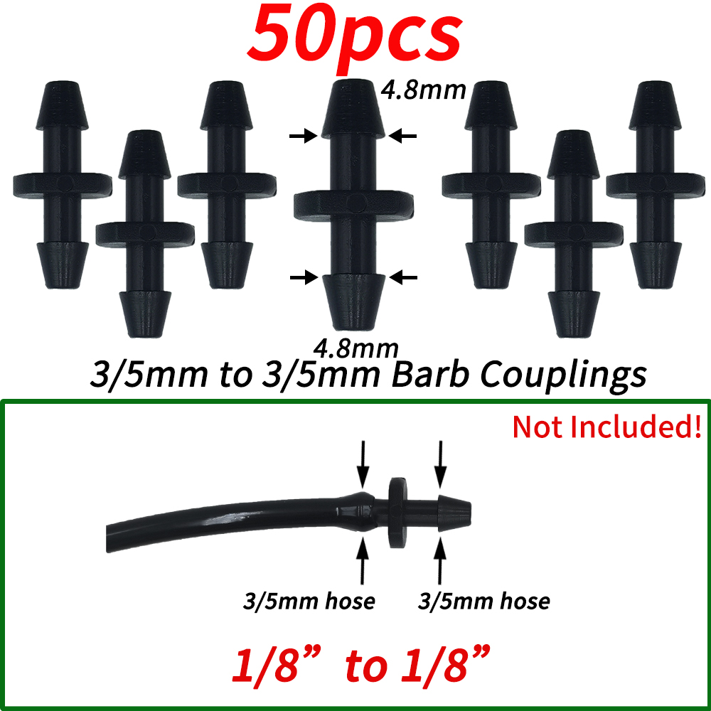 Garden Water Connector Drip Irrigation for 1/4'' & 1/8'' Tubing Hose Accessories Joint Barbed Tees Cross Eng Plug Adaptors: Pink