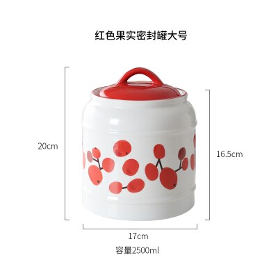 Japanischen stil Keramik Gläser, Haushalt Lebensmittel Lagerung Gläser, Versiegelt Gläser, Küche Kaffee Zucker Gläser, getreide Lagerung Tanks, Tee Gläser: Red-2500ml