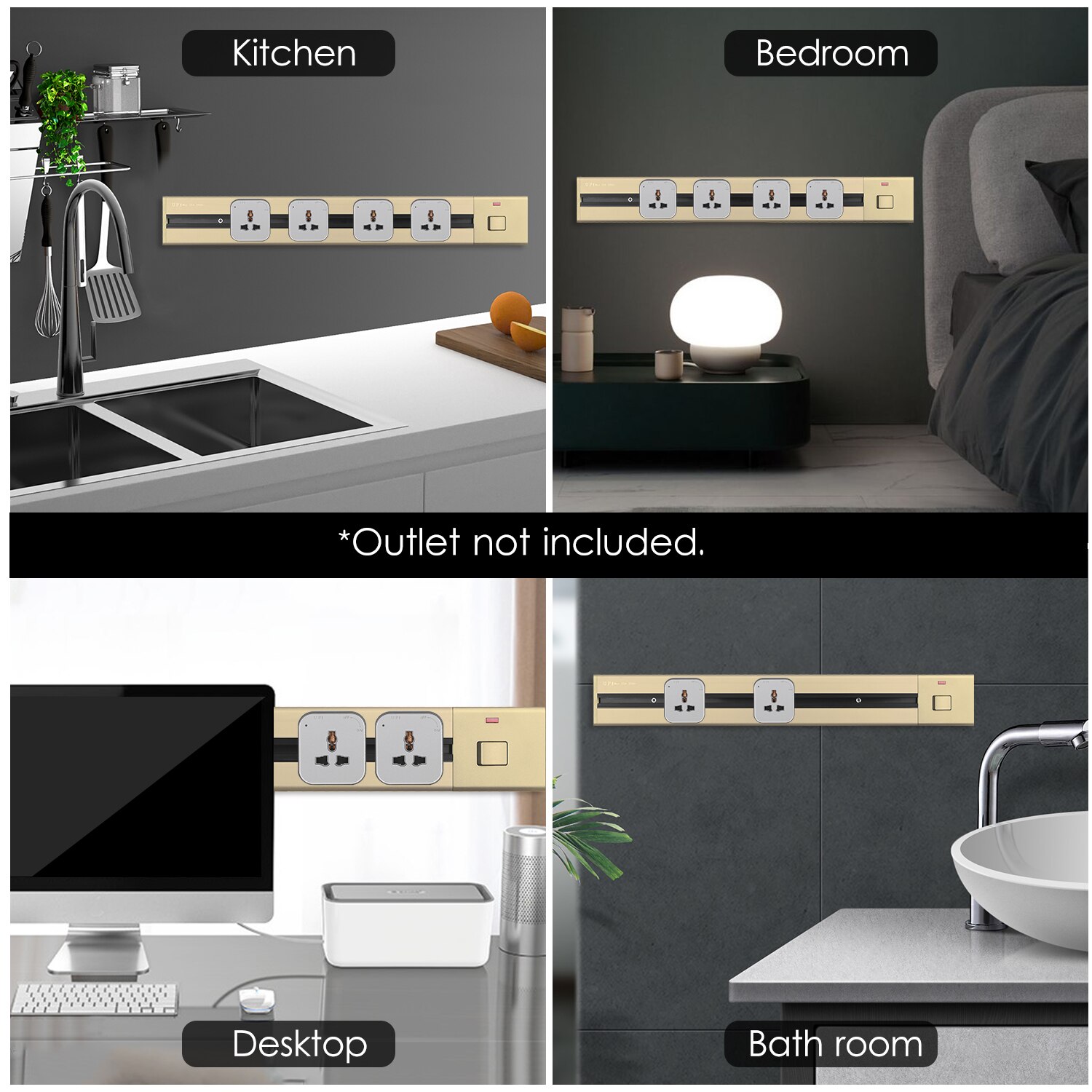 Electrical Outlet Track Surface Mounted Power Outlet Track 60cm Sockets Track Wall Outlet Extension Sliding Rail Works