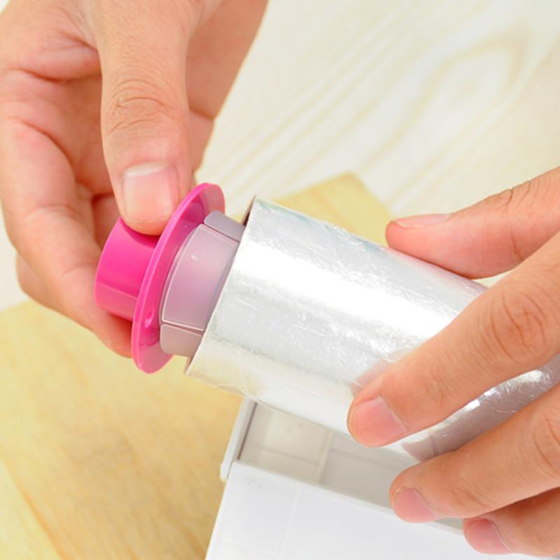 Kitchen Foil And Cling Wrap Dispenser Cutter Storage Preservative Film Roll Case With Cutting Blade Kitchen Accessories
