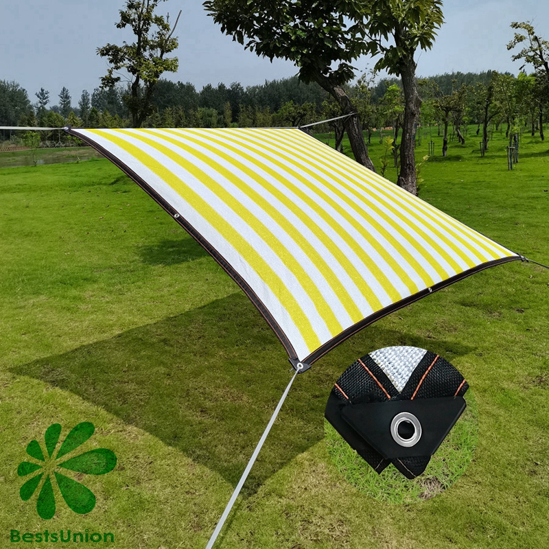 Yellow White Stripe Sun Shade Sail Outdoor Garden Flower Plant Shading Net Balcony Courtyard Swimming Pool Sun Shelter