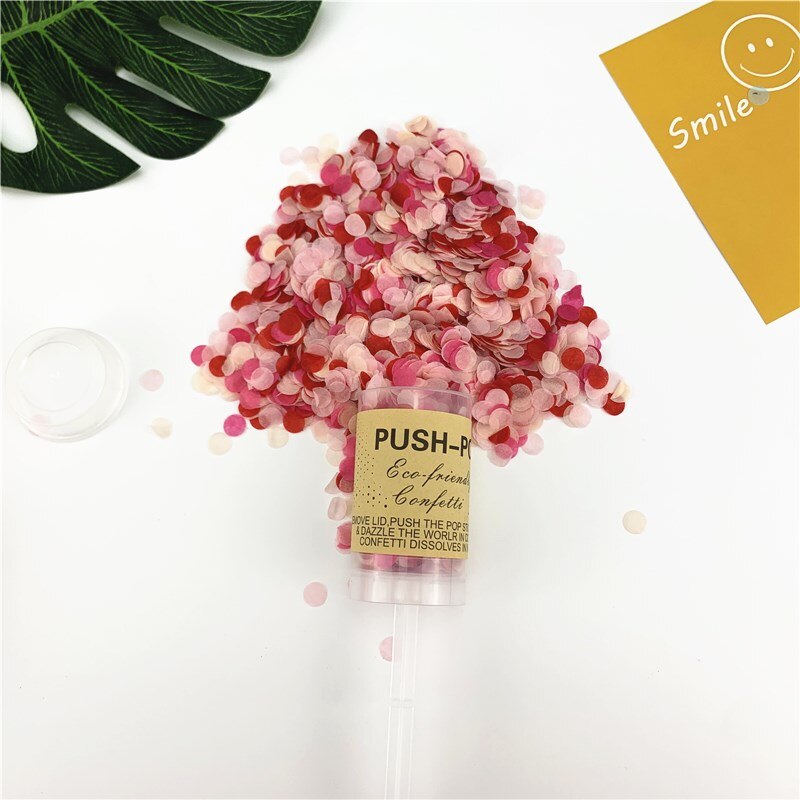 1 stücke Runde drücken-hoch Konfetti Poppers Für Hochzeit Geburtstag Jahrestag Junggeselle Braut Dusche Partei Konfetti Dekorationen: 02 heiß Rosa mischen