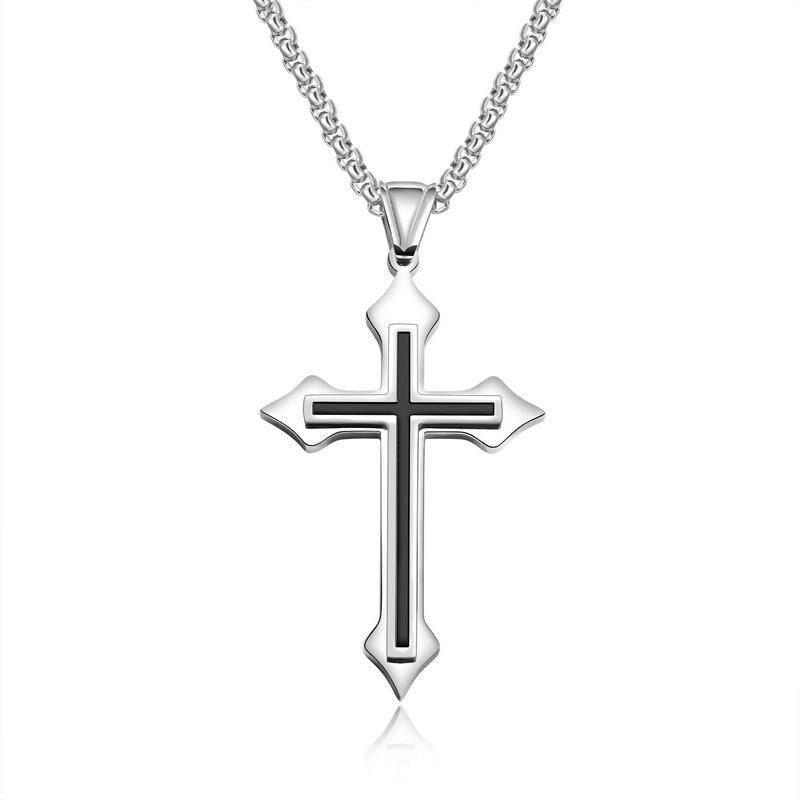 Vintage Gothic Hollow Cross Hanger Collier Zilver Kleur Cool Street Style Ketting Voor Mannen Vrouwen Hals Sieraden: Default Title
