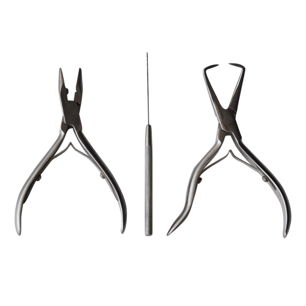 Klem Tang Naald 3pcs Tool Kit voor Micro Ring Link Kraal Human Hair Extensions