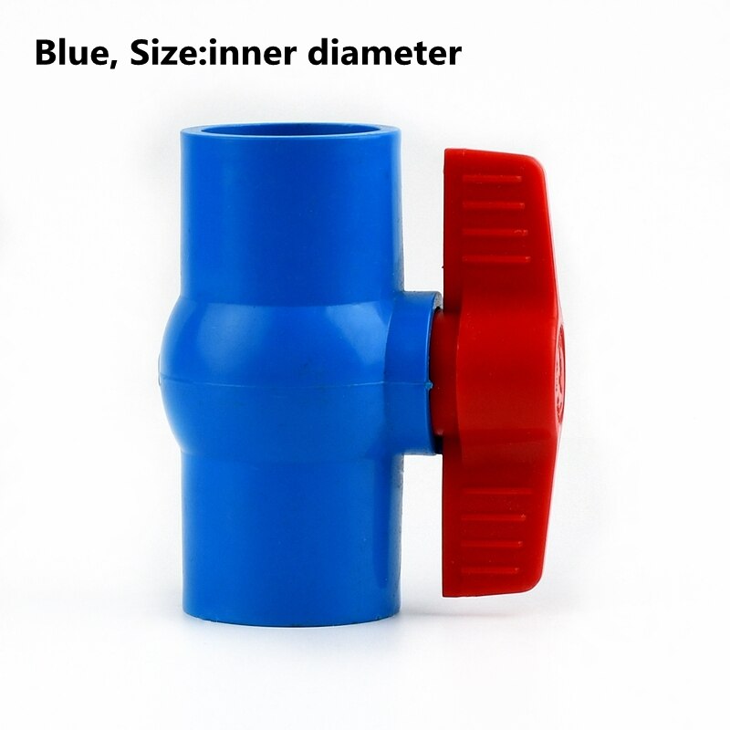 1PC 20~110mm PVC Pipe Socket Ball Valve Aquarium Fish Tank Connectors Fittings Garden Irrigation System Adapter PVC Ball Valve: Blue Inner dia / 32mm