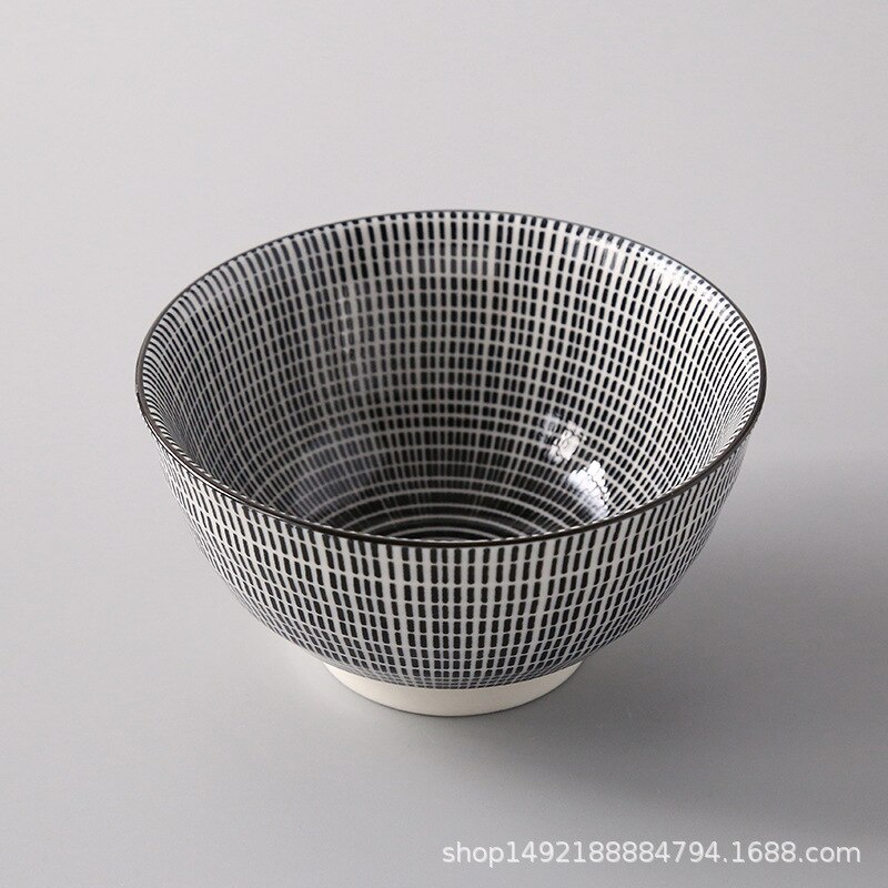 Bol à riz fileté de 4.5 pouces, petit bol de ménage à salade en céramique de Style japonais vaisselle accessoires de cuisine bol Ramen: Bleu
