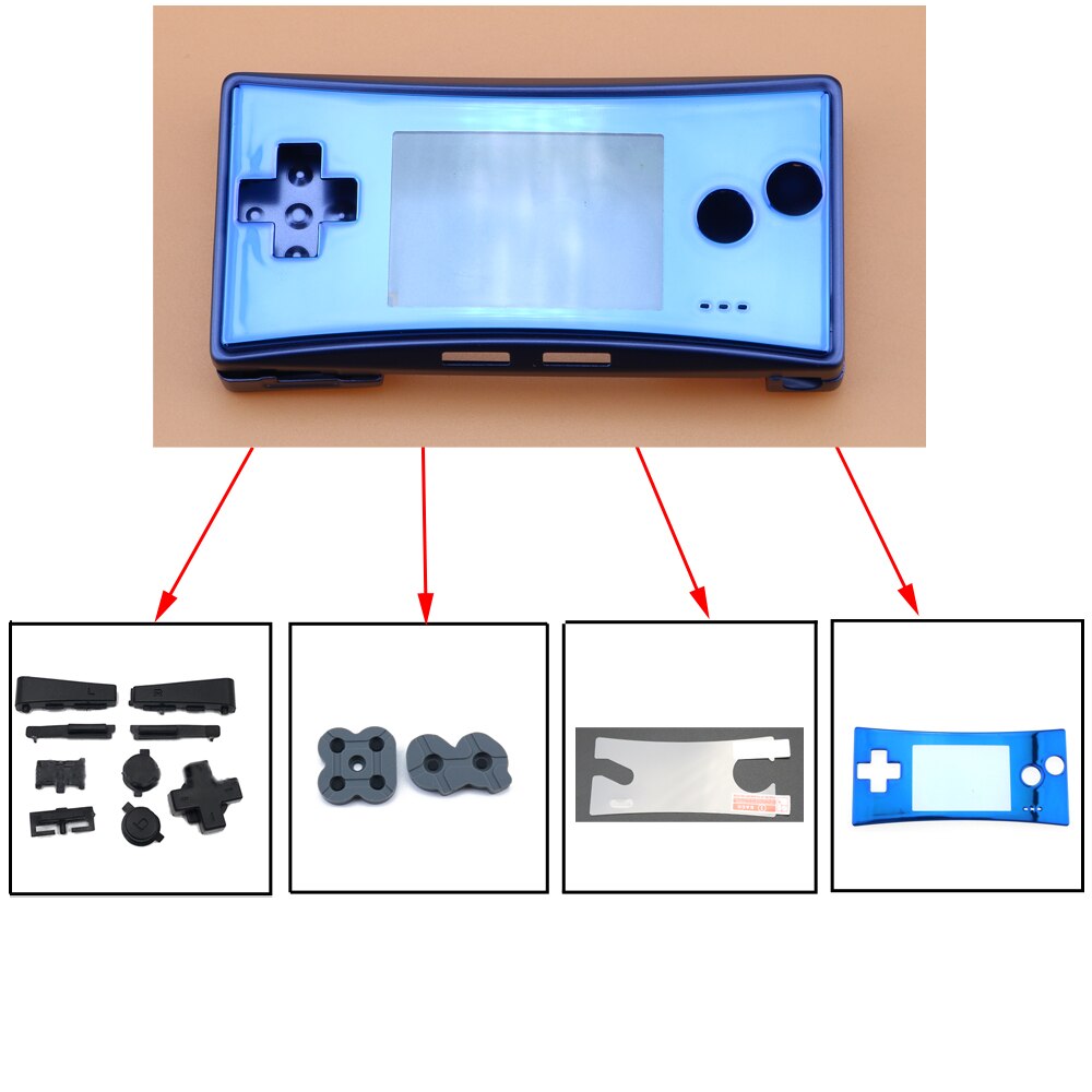 YuXi Metallgehäuse Shell für GameBoy Micro Konsole - Ersatzabdeckung mit leitfähigen Tasten: ALLE 5