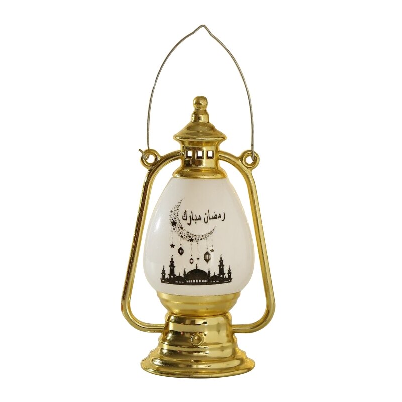 Eid Mubarak Led Wind Light Electronic Candle Lantern Night Light Ornament for ramadan Party Desktop Decoration Handheld Y5GB: Gold