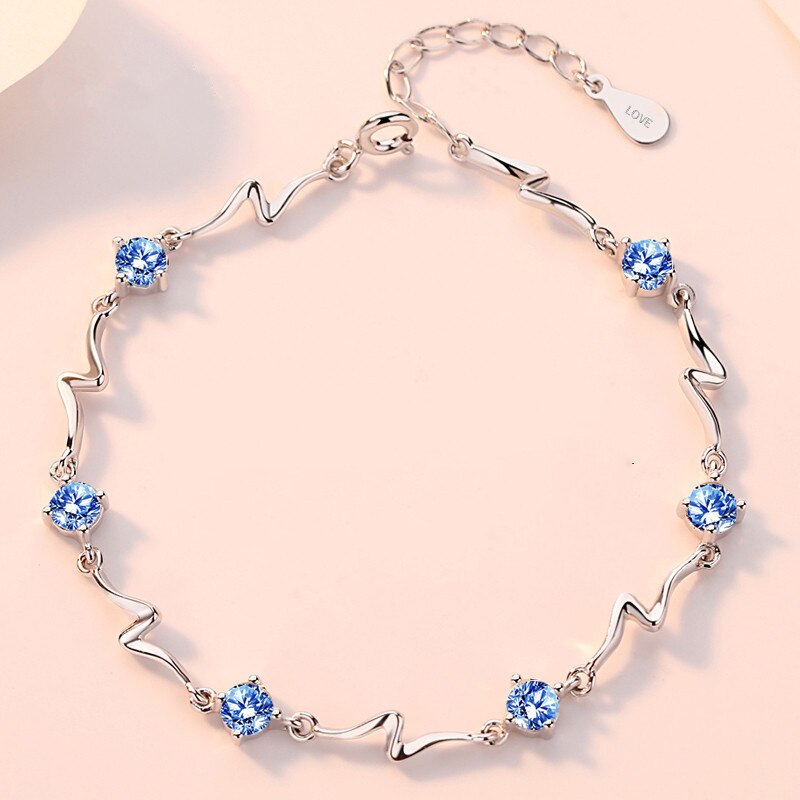 Koreanische Ausführung von 925 silber überzogene blaue kristall Armbinde frauen diamant Blitz Armbinde einfache schmuck Armbinde