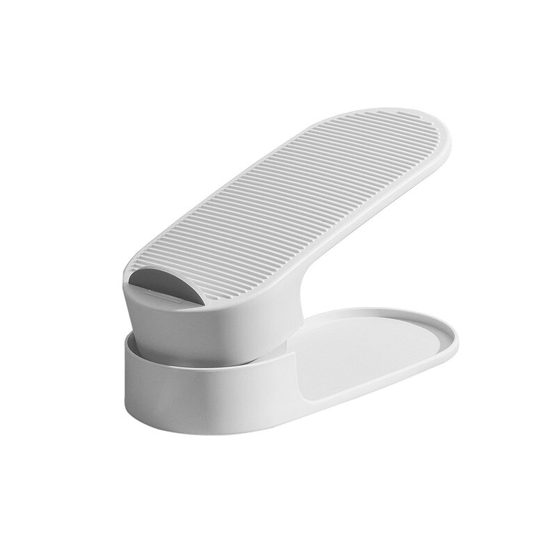 Adjustable Shoe Rack Double Shoe Support Storage Shoe Rack Space-saving Slippers Rack Free Punching: white