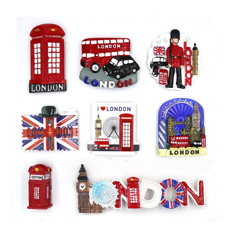 Recuerdo de turismo nacional de Inglaterra de Londres, imán de resina 3D para refrigerador, pegatina para decoración del hogar, adornos,