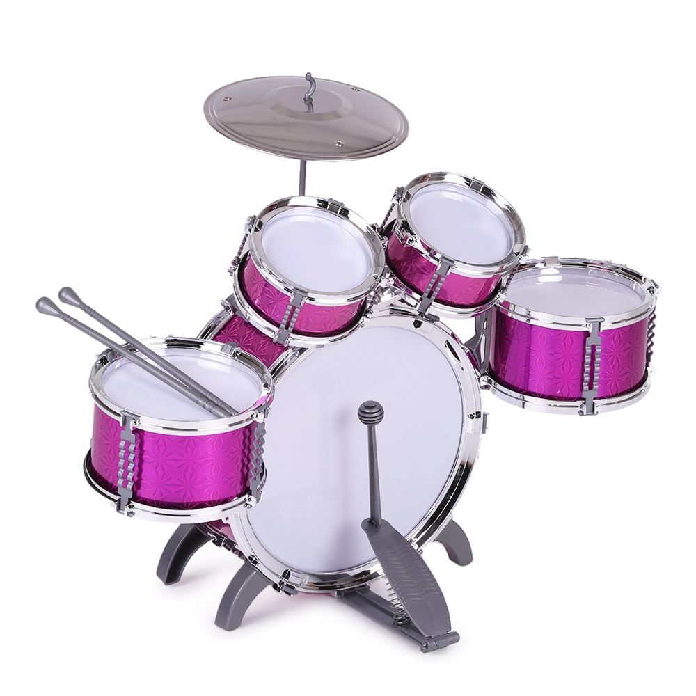 Kinderen Kids Drum Set Muziekinstrument Speelgoed 5 Drums Met Kleine Cimbaal Kruk Drum Sticks Voor Jongens Meisjes