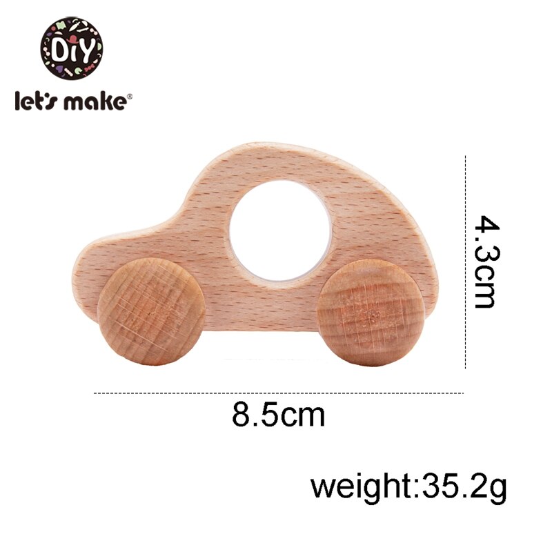 Let's Make 1Pc Leopard Car Wooden Teether Animal Car Ecofriendly Baby Crib Toy Wooden Baby Accessories Wooden Teether Toys: 1