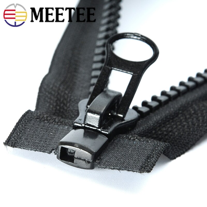 Meetee 8# Black White Resin Zipper Eco-friendly Open-end Zippers for Jackets Coat Sleeping Bag Tent Zips DIY Sewing Accessories
