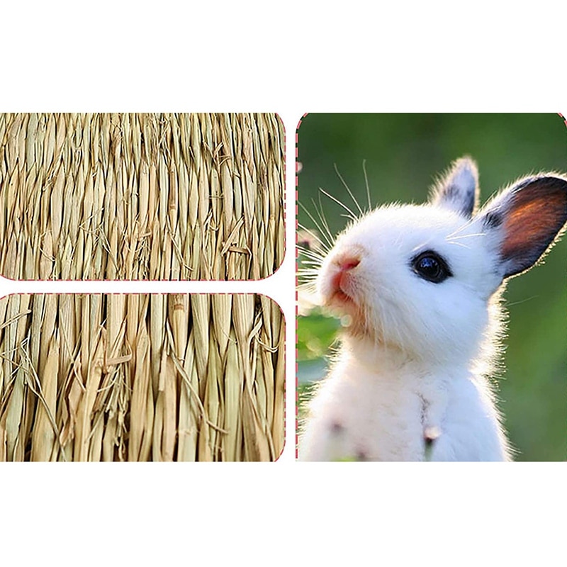 12 Packs of Rabbit Woven Bed Mats-Straw Mat Animal Bedding Nest-Guinea Pig Chinchilla Squirrel Hamster Cat and Dog