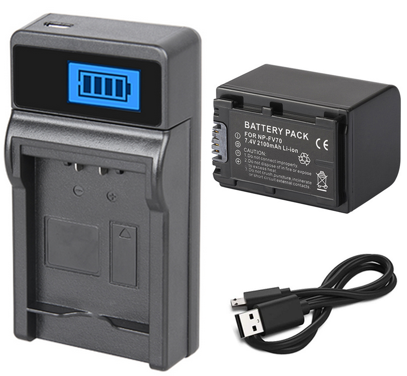 Batería + cargador USB para Sony HDR-CX620, HDR-CX625, HDR-CX630V, HDR-CX670, HDR-CX675, HDR-CX680, HDR-CX690, videocámara Handycam: Battery and ChargerC