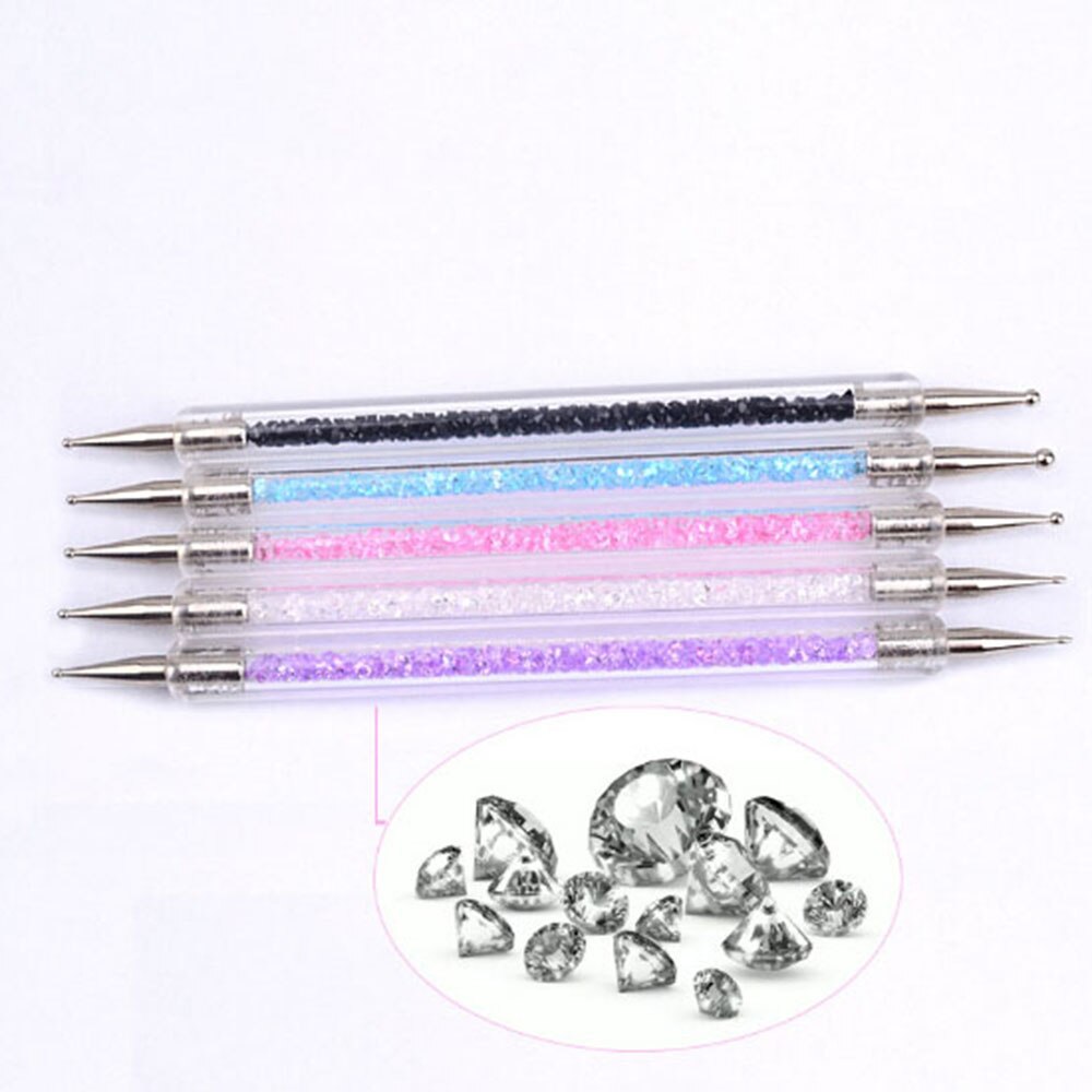 5 Stks/set Nail Art Twee Hoofd Borstel Pen Pailletten Uv Gel Polish Nail Art Schilderen Pen Puntjes Tips Decoratie Manicure gereedschap Schoonheid