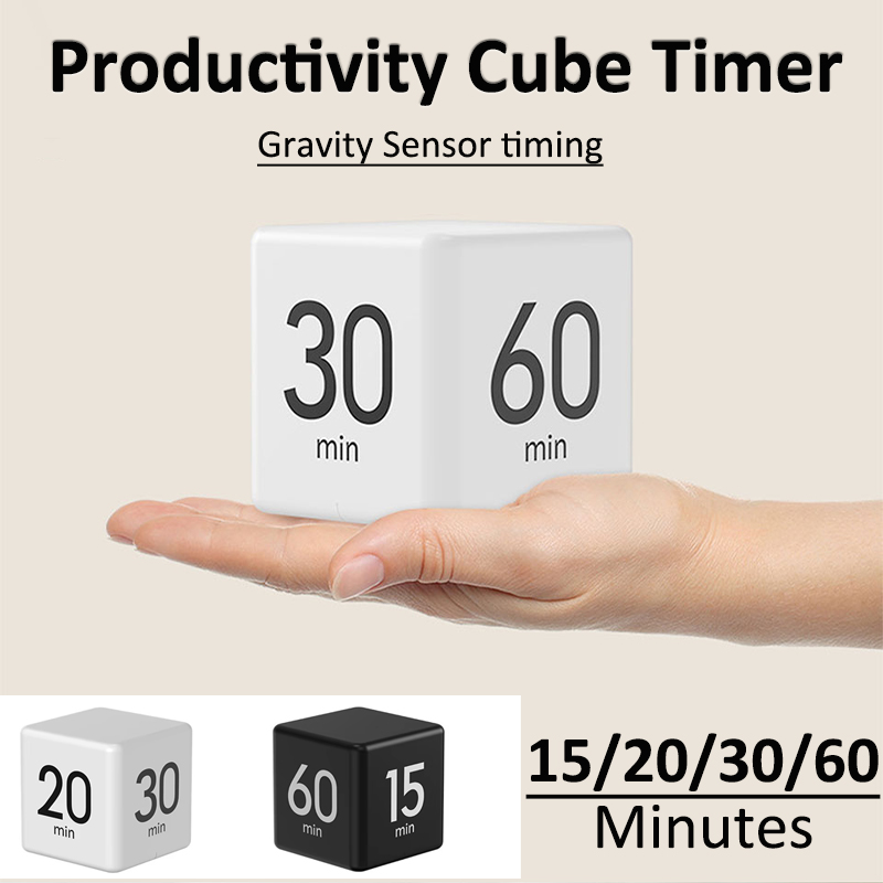 Temporizador de cubo de productividad, Sensor de gravedad, pantalla LED volteada, 15/20/30/60 minutos, cuenta atrás, estudio de cocina, Mini temporizador Digital