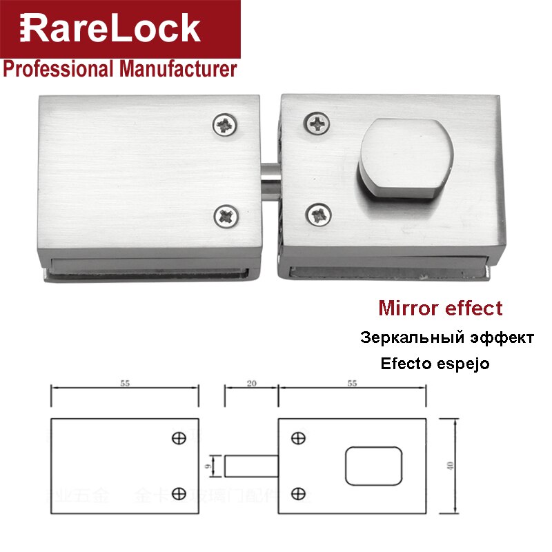 Glas Schiebetür verriegeln für Badezimmer Büro Hotel Schule Zu Hause DIY Hardware- Rarelock MMS489 ich: Spiegel Wirkung B