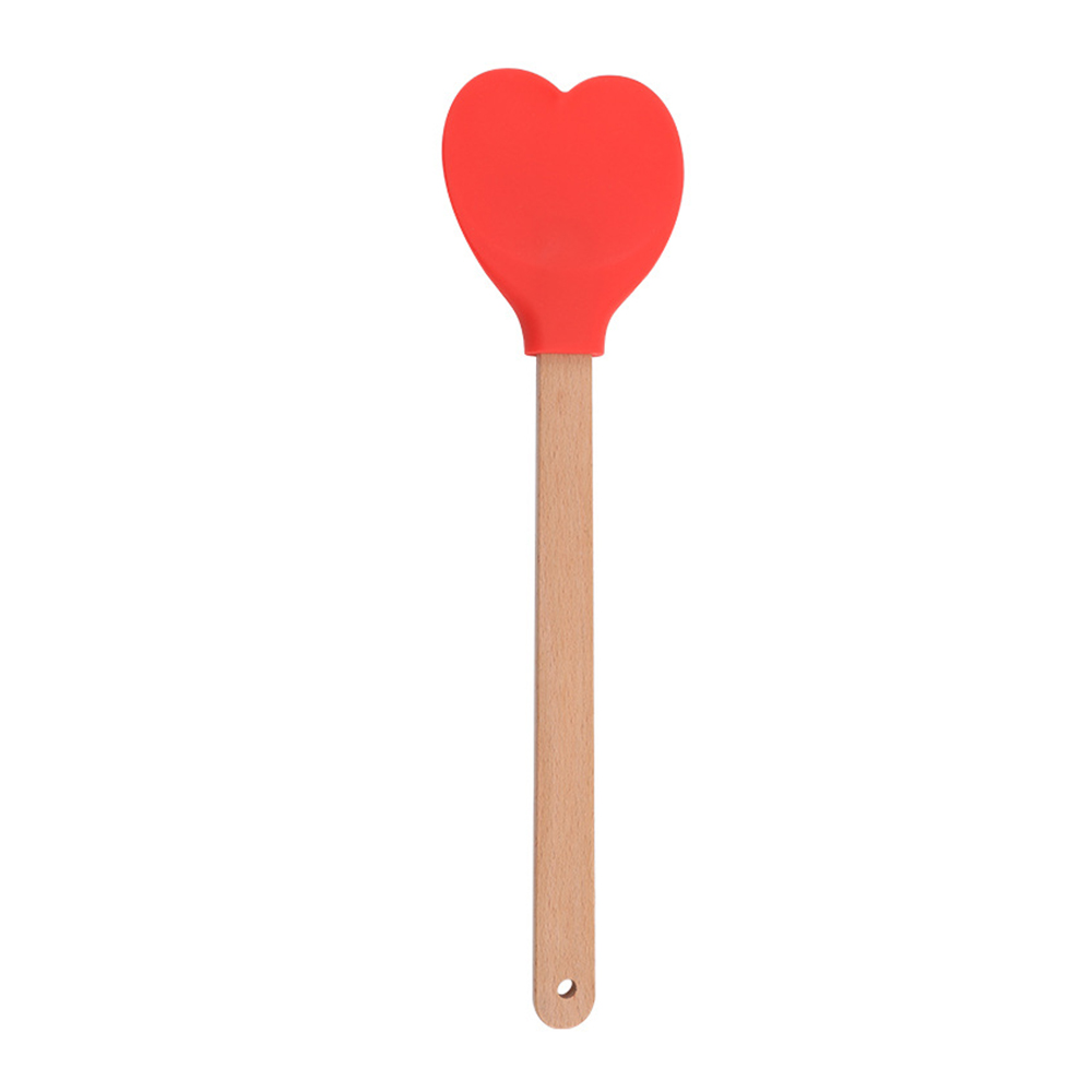 Spatule en Silicone rose amour pour la saint-valentin, manche en bois en forme de cœur, spatules de cuisson, ustensiles de cuisine, outil de fabrication de gâteaux: vert militaire