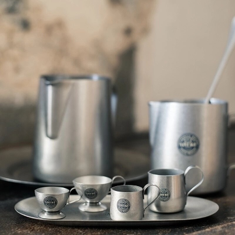 Hemliv i japansk stil retro kaffekanna mjölkkopp mjölkcylinder rostfritt stål matt kontorsklubbkaffeverktyg