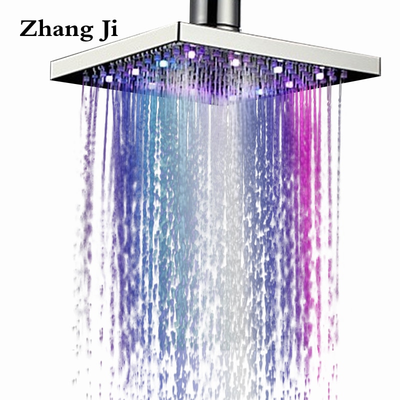 Zhang Ji Badkamer 8 Inch Led Light Vierkante Regendouche Rvs Kleurrijke Wandmontage Douche Professionele Top Sproeier