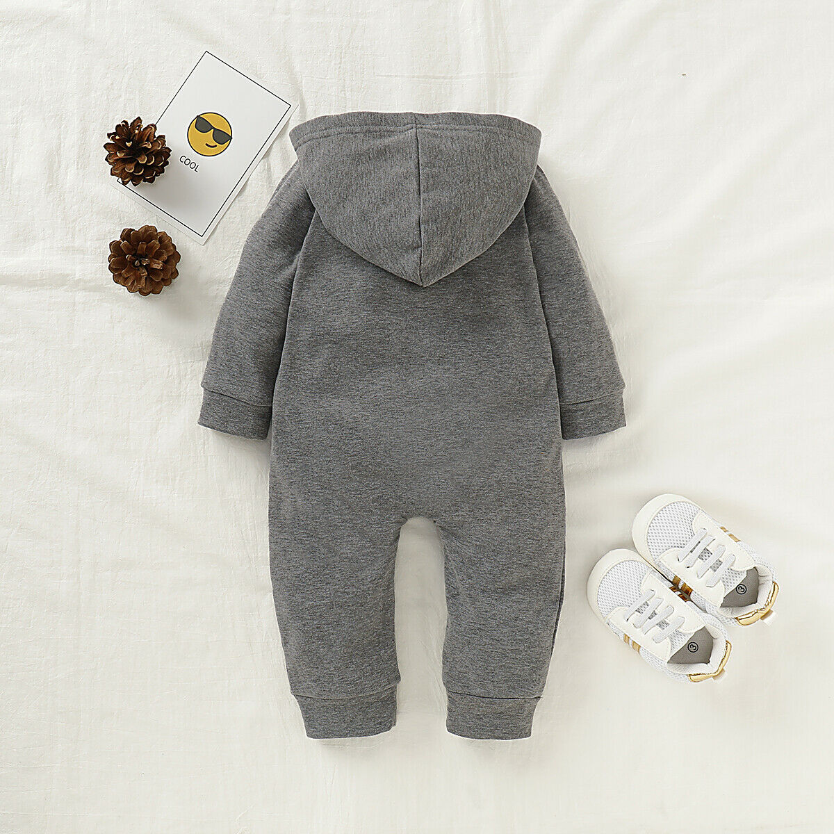 Herfst baby jongen meisje romper met capuchon en zak katoenen kleding winter effen set 0-24m