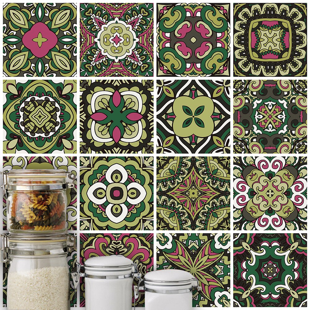 Table Masking sticker Kitchen bathroom deco waterproof DIY self-adhesive PVC wallpaper Retro thick pattern tile stickers custom