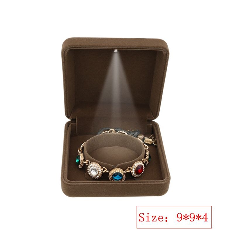 Led ring låda resor smycken arrangör sammet bröllop jul halsband hänge armband förpackning låda: Armbandslåda