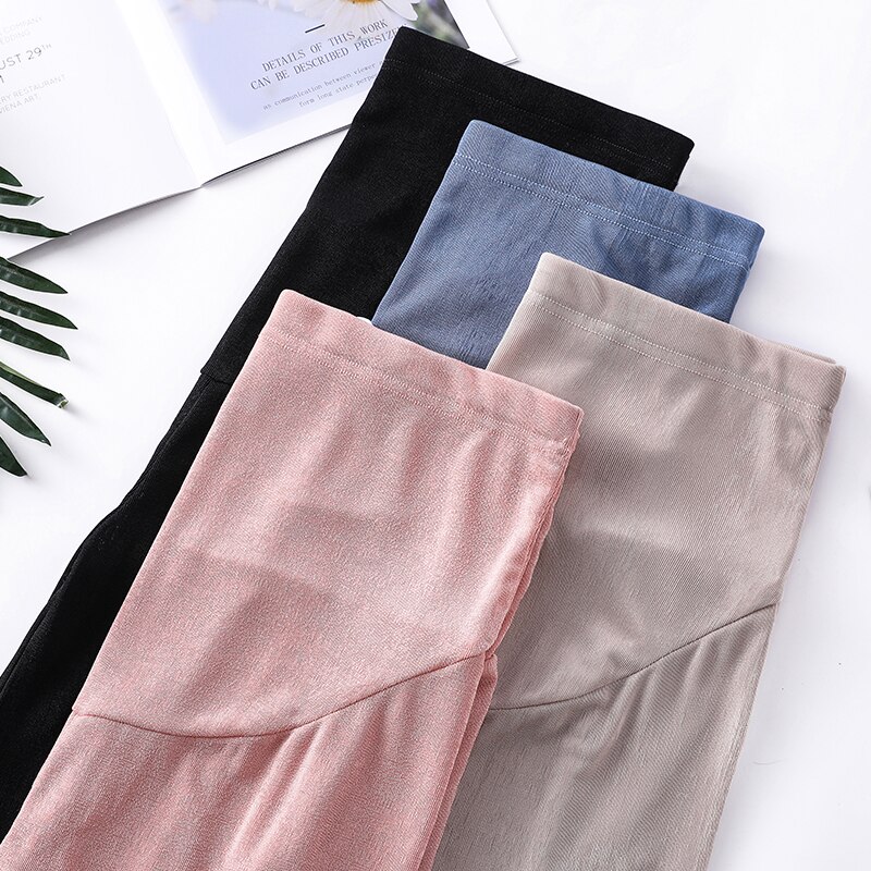 2949# Maternity Pants Summer Casual Pants Solid Color Loose Comfy Belly Support Pants Elastic Waist Maternity Trousers